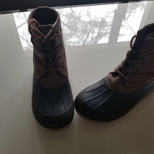 Sperry Kids Brown and Navy Duck Boots - Waterproof Lace-Up Size 5